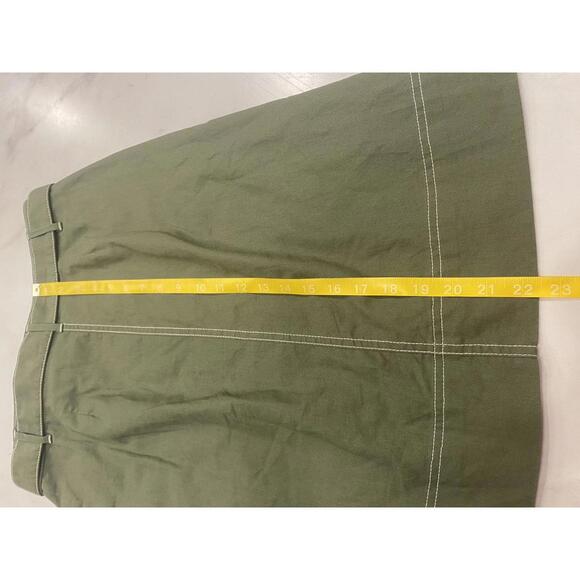 J.Crew Olive Green Button-Front Skirt with Belt - Size 4 - Picture 6 of 6